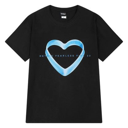 ins love mobius strip printed half-sleeved men and women 2024 summer niche design loose short-sleeved T-shirt