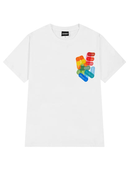 Pure cotton color letter short-sleeved T-shirt for men and women summer 2024 new half-sleeved top loose casual T-shirt tee trend