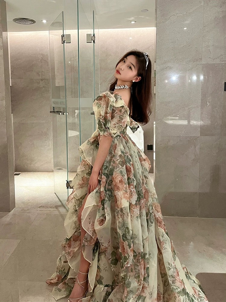 Princess style dress fairy fairy forest floral dress birthday small dress mopping fluffy long skirt female summer