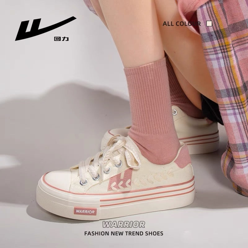Pull back canvas shoes women's 2023 spring and summer new all-match thick-soled white shoes wheat ear leisure students niche sneakers