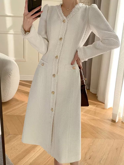 2023 Early Spring Celebrity French High-Quality Tweed Skirt Light and Mature Style Single-breasted Chic and Beautiful Dress