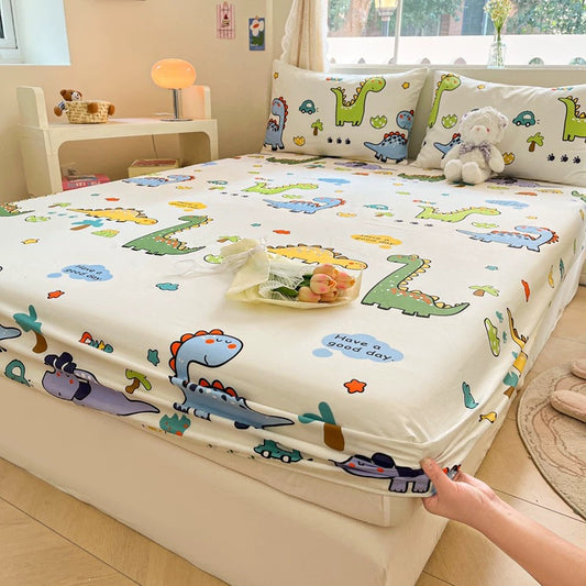 Cotton bed sheet single piece pure cotton bed cover dust cover summer children single mattress anti-slip protective cover three-piece set