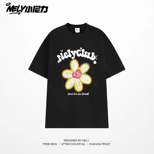 American cartoon cat print round neck short sleeve men and women summer 2025 couple pure cotton t-shirt half sleeve bottoming shirt trend