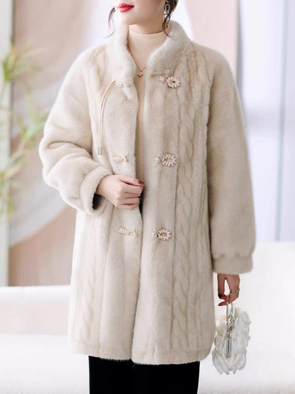 Middle-aged mother's winter coat, fashionable noble lady's mink fur coat, mid-length, middle-aged and elderly women's winter fur coat