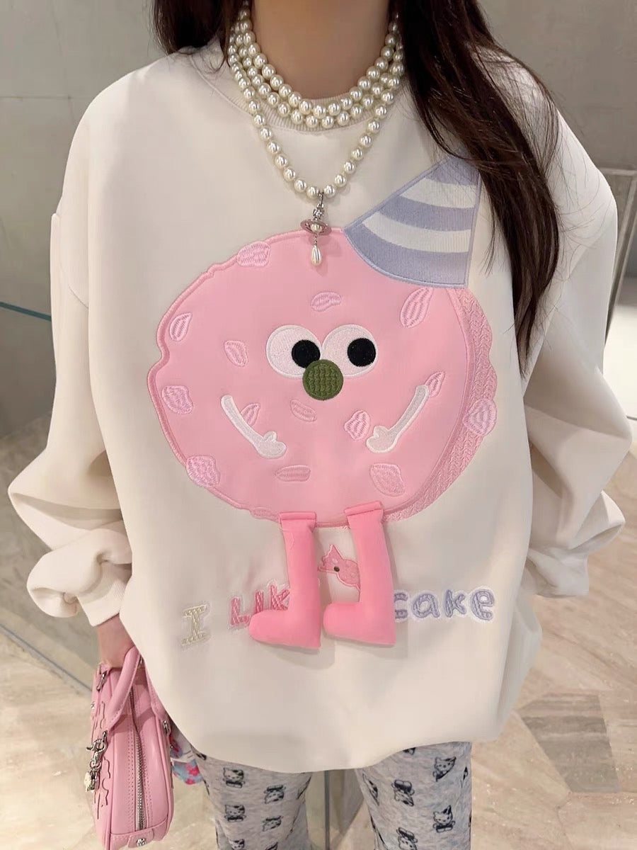 Thebestxue off-white small pink ball loose sweatshirt for women 2023 new popular tops autumn women's jacket trendy