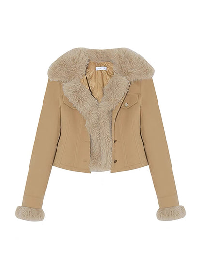 Luo Ge fur one-piece imitation fox fur motorcycle jacket for women in autumn and winter thickened short fur eco-friendly fur (A9983)