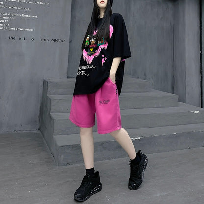 M's trendy street brand loose summer sports suit women's new short-sleeved T-shirt shorts two-piece set European women's clothing