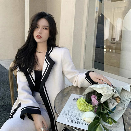 2023 New Style Socialite Xiaoxiangfeng Woolen Suit Jacket Internet Celebrity Street Temperament Professional Two-piece Suit Skirt