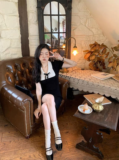 thepeachofficial classical ballet SwanLake girl black and white classic color daughter knit skirt