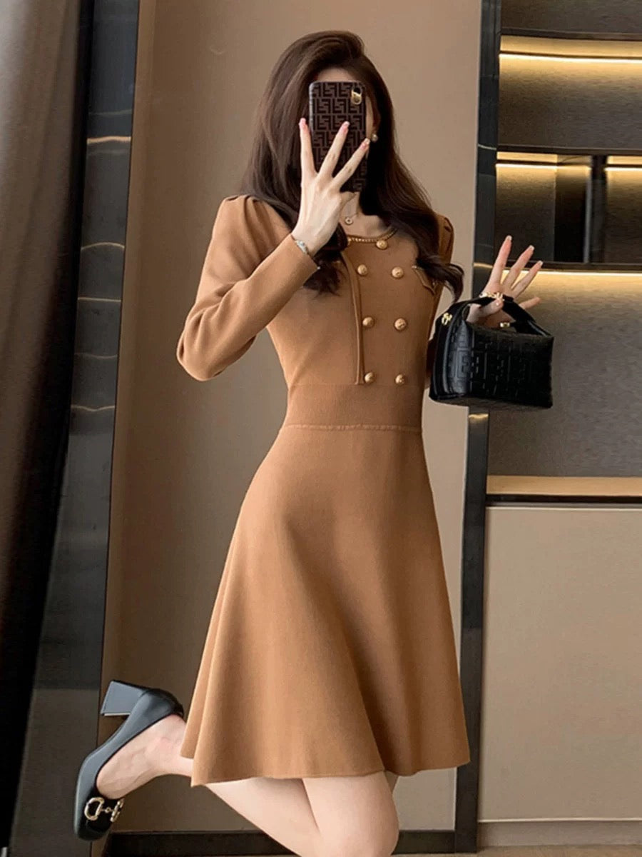 French style retro long-sleeved knitted dress for women 2023 autumn an Lee Nhi Boutique French style retro long-sleeved knitted dress for women 2023 autumn an Lee Nhi Boutique