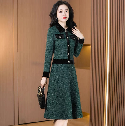 Xiaoxiangfeng suit dress for women autumn 2023 new style small socialite high-end dignified and elegant two-piece suit (S0415)