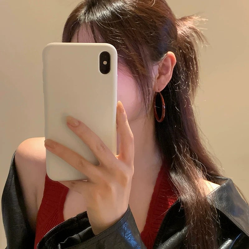 Retro Hong Kong style Anhong oil drop earrings circle plain hoop earrings female high-grade earrings female temperament ear buckle earrings