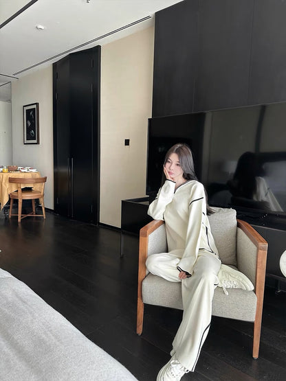 Xu Xuah [Black and Whiteism] Xiaoxiangfeng Knitted Pullover Wool Sweatshirt Jacket Casual Knitted Loose Pants