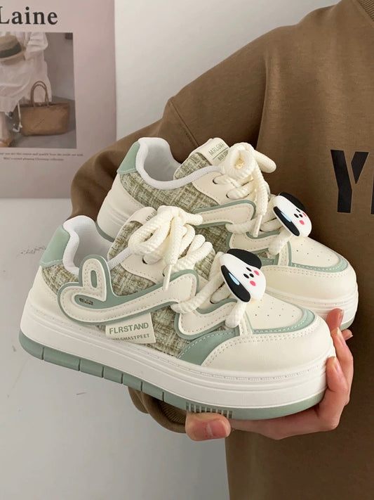 Spring design niche ugly cute big head white shoes women's thick bottom versatile casual student bread shoes ins trend