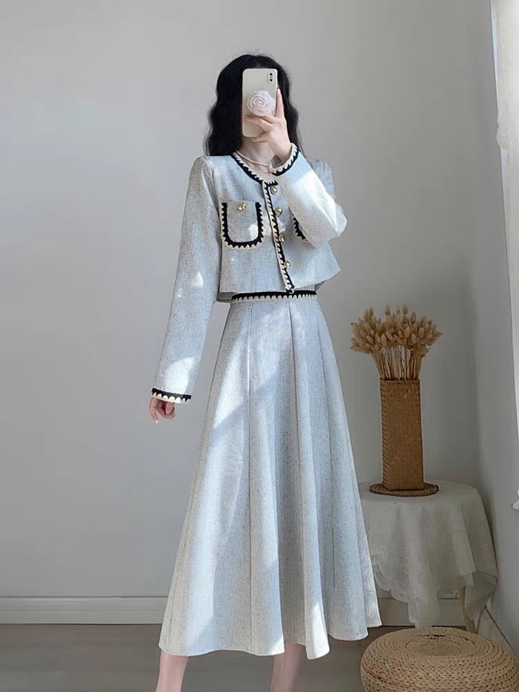Autumn clothing for women 2023 new style French slim fit with a complete set of dresses and two-piece suit