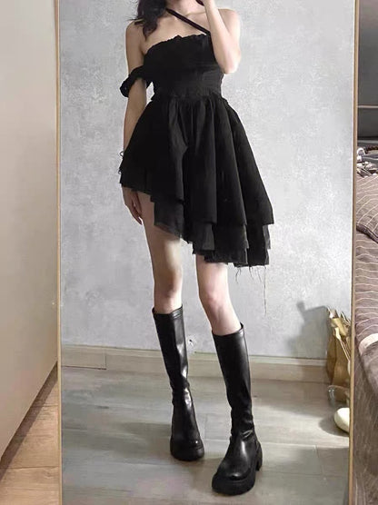Look slimmer and straighter!  Round toe platform bottom long knight boots women's black all-match elastic high-top knee-high boots