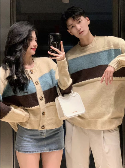Couple wear autumn and winter 2023 new ins super hot sweater for men and women Korean version loose French sweater jacket trendy brand