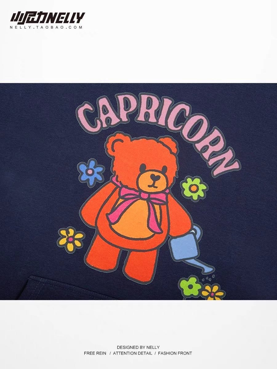Trendy brand loose hooded sweatshirt for men in autumn and winter 2023 new oversize top hoodie national trend bear jacket