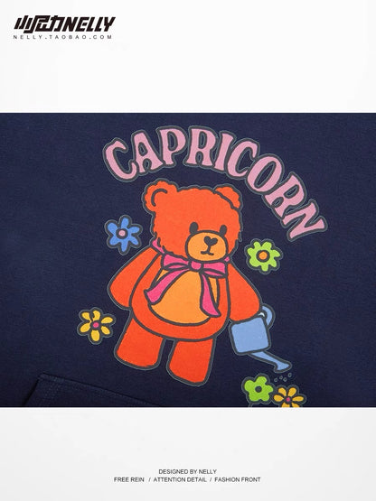 Trendy brand loose hooded sweatshirt for men in autumn and winter 2023 new oversize top hoodie national trend bear jacket