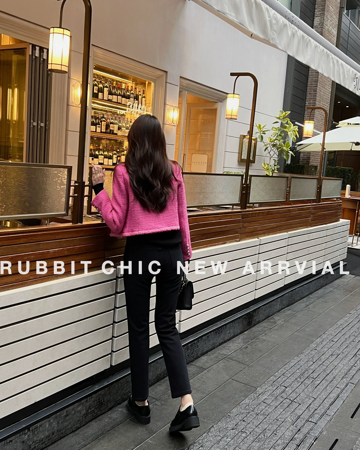 RUBBIT spring new product White rose red small fragrance short coat Temperament age-reducing woolen woven short top female