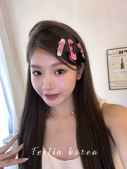 Pink hairpin headband clip forehead bangs side broken hair clip for women exquisite small side clip 2023 new high-end