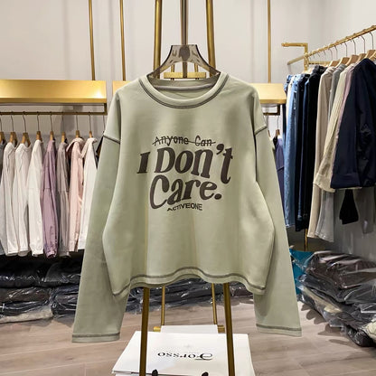 [Real-life shot from Xiao Ai's shop] Loose-fitting, retro, American-style relaxed crew-neck sweatshirt.