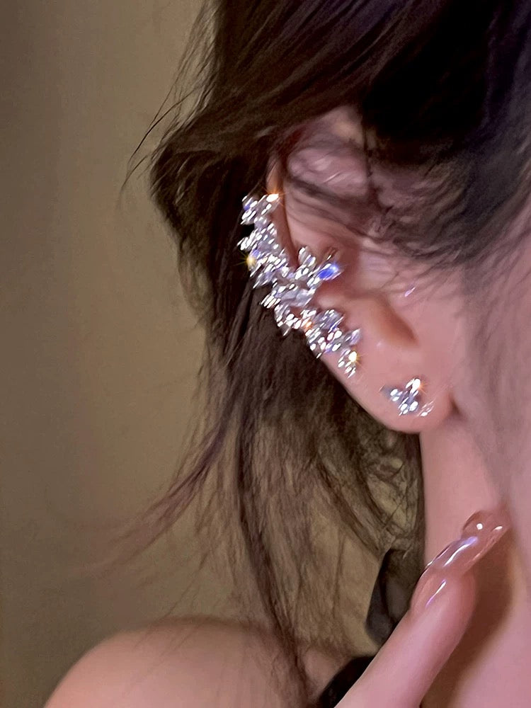 High-end zircon pearl butterfly ear bone clip niche design cool style ear clip no pierced elf earrings new style