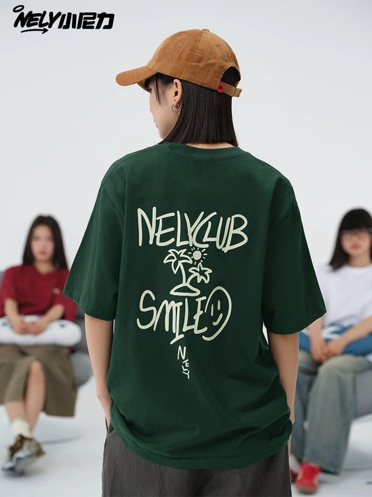 American cartoon cat print round neck short sleeve men and women summer 2025 couple pure cotton t-shirt half sleeve bottoming shirt trend