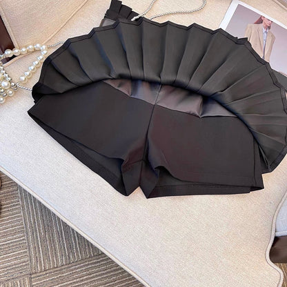 Slim high waist slim pleated shorts skirt women's summer white jk skirt 2023 new women's group A-line skirt