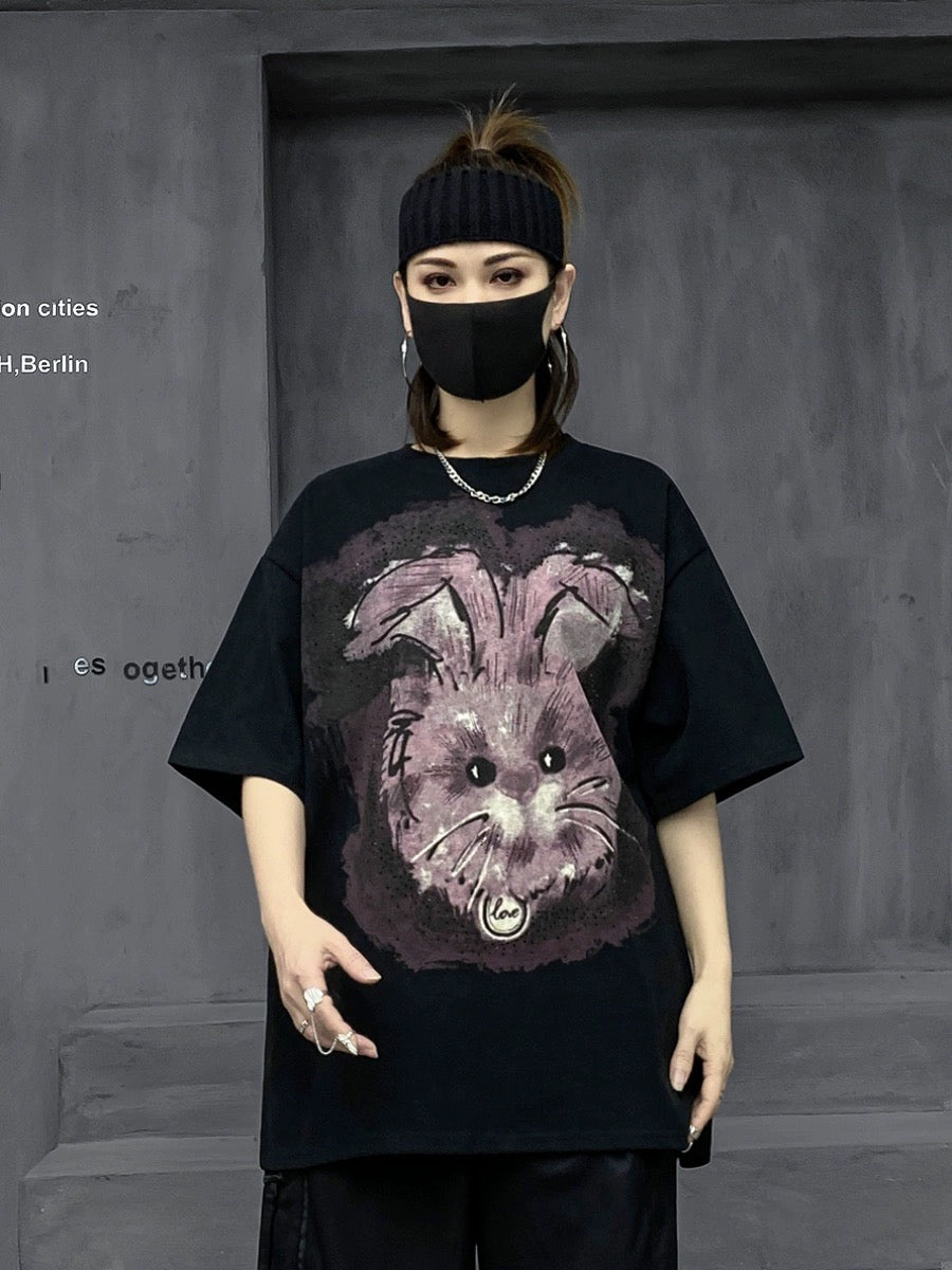M's fashion brand European summer sports t-shirt women's design niche caring shirt short-sleeved loose black half-sleeved top