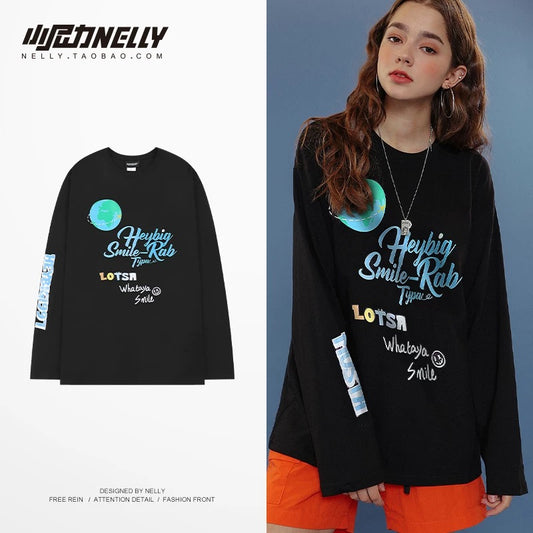 LAmerican cartoon cat print round neck short sleeve men and women summer 2025 couple pure cotton t-shirt half sleeve bottoming shirt trend