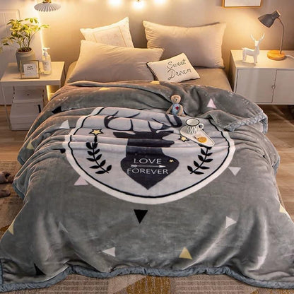 Winter Raschel blanket extra thick plus velvet bed cover blanket quilt wedding coral flannel nap blanket single