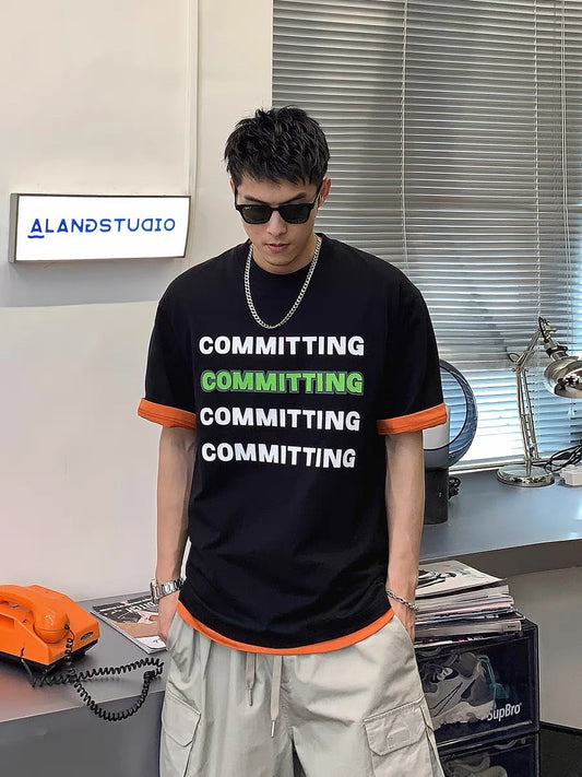 Xu Tailang summer new fashion brand round neck short-sleeved T-shirt men's American loose trendy letter printed T-shirt top