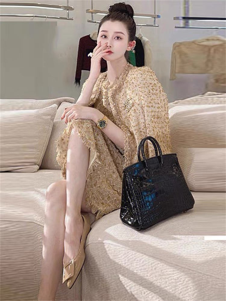 Tweed socialite Xiaoxiangfeng jacket sleeveless vest skirt suit dress high-end cool style women's autumn clothing