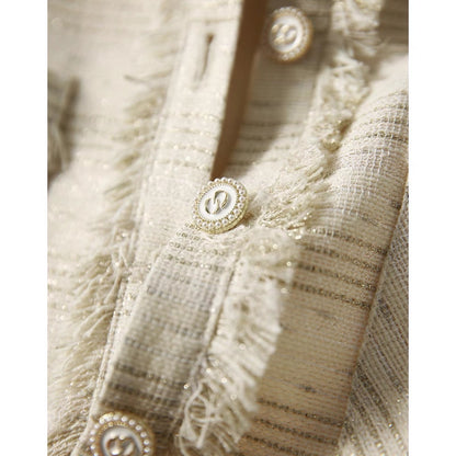 [QZA663804MG] Xiaohan V-neck elegant French retro striped twisted heddle craft small fragrant dress