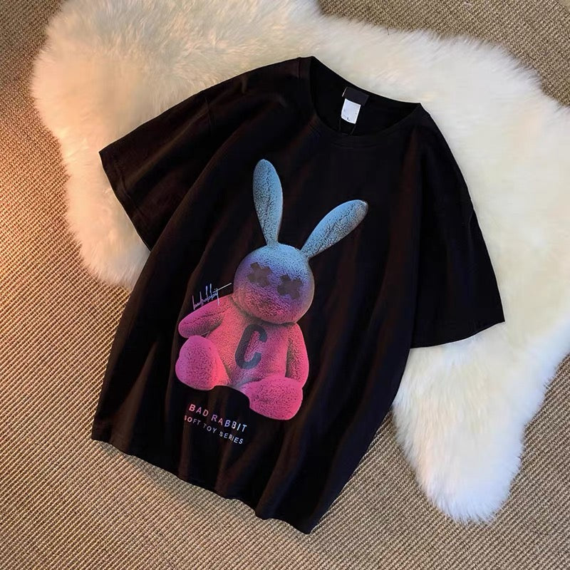 Trendy brand short-sleeved T-shirts for men and women oversize2023 new summer graffiti loose Korean style couple half-sleeved tops (S0623)