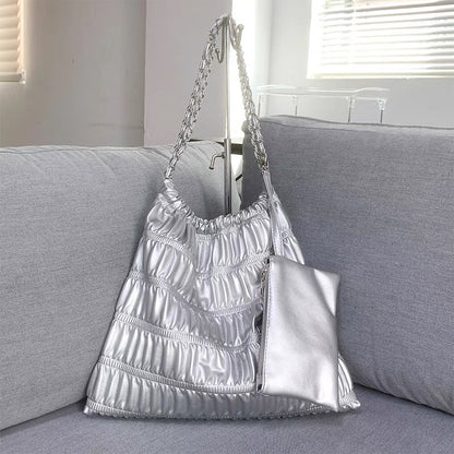Tote bag women's large capacity 2023 new work commuting bag all-match casual Korean version of the small fragrance silver bag l