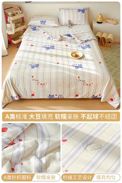 Class A soybean fiber knitted cotton summer cool quilt machine washable summer children's thin quilt spring and autumn summer air conditioning quilt