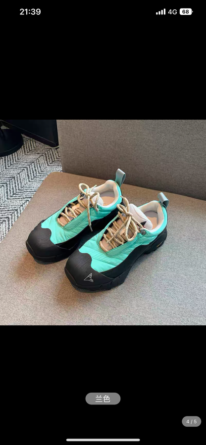Casual shoes women's trendy cool 2023 new spring all-match fashion leather color matching lace-up thick-soled mountaineering daddy shoes