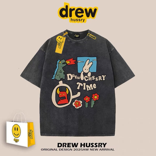 drew American trendy brand Crayon Shin-chan short-sleeved T-shirt men and women ins loose summer heavy cotton casual couple outfit