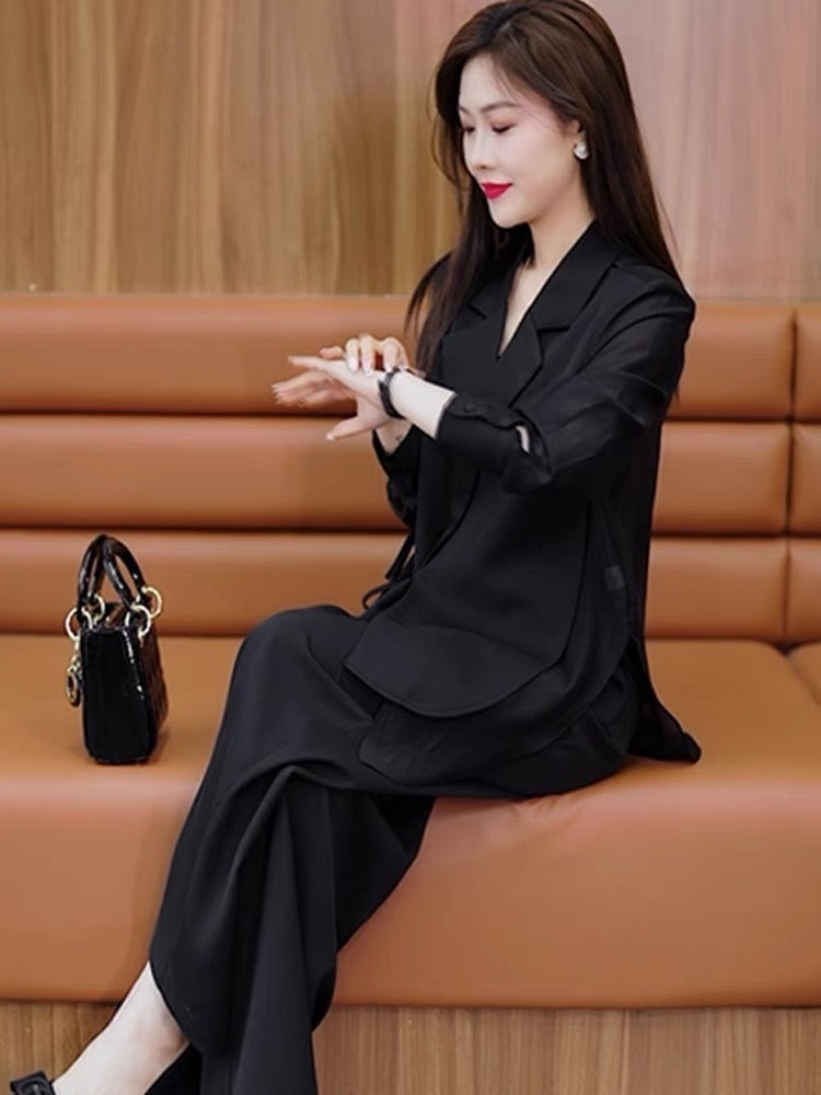 Summer new sun protection temperament fashion suit suit female design sense casual loose top trousers two-piece tide