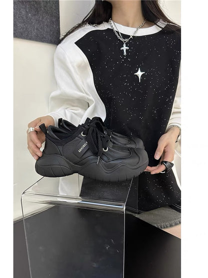 Bo Xiangni Cute Cute Daddy Shoes Women's 2023 Autumn New Thick-soled Lightweight Loafers Casual Versatile Popular Sports Shoes