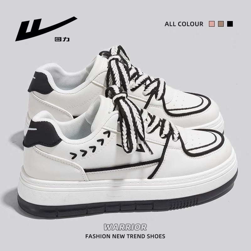 Pull back small white shoes women's 2023 autumn new thick-soled niche design wheat ears casual all-match students black and white sneakers