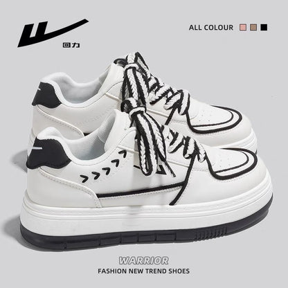 Pull back small white shoes women's 2023 autumn new thick-soled niche design wheat ears casual all-match students black and white sneakers