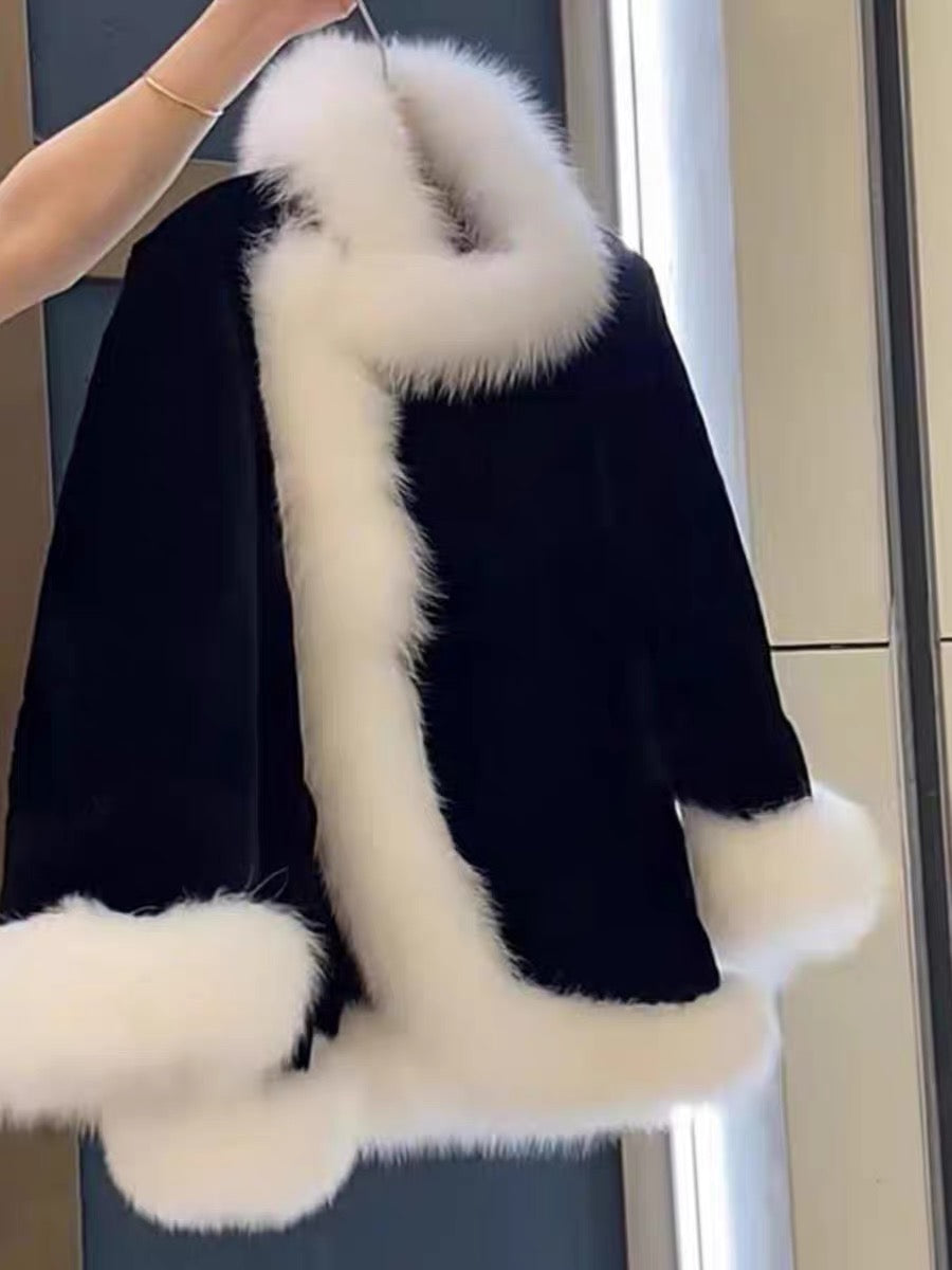 Haining imitation fur coat for ladies 2023 new style high-end loose mid-length double-sided woolen coat