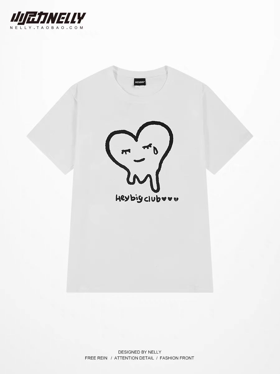 Retro hiphop European and American street letter printing short-sleeved top men's summer ins tide brand loose cotton t-shirt bf