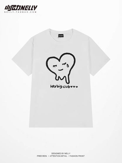 Retro hiphop European and American street letter printing short-sleeved top men's summer ins tide brand loose cotton t-shirt bf