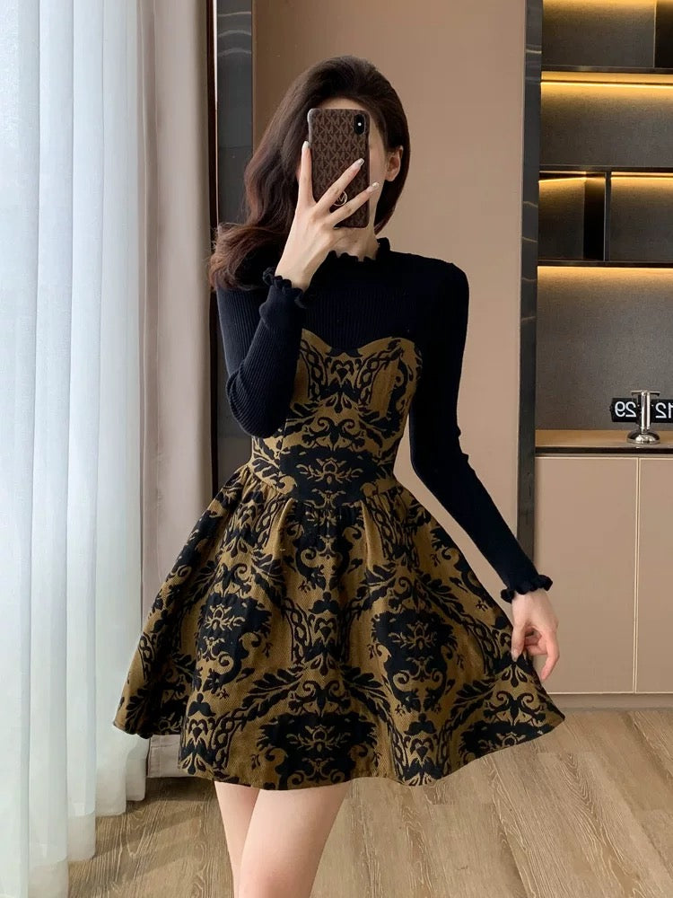 Xiaoxiangfeng dress women's autumn and winter 2023 new French retro waist slimming high-end ladylike skirt