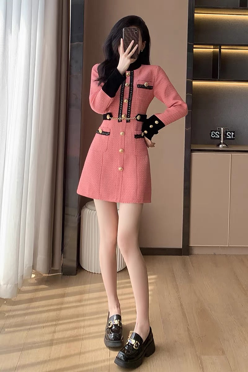 Autumn new women's small fragrant dress, temperament, autumn and winter women's inner skirt with coat, French bottoming skirt