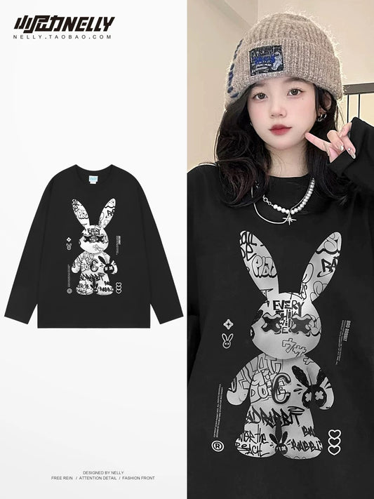 American cartoon cat print round neck short sleeve men and women summer 2025 couple pure cotton t-shirt half sleeve bottoming shirt trend